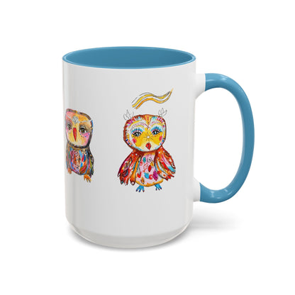Colorful Owls Two-Tone Ceramic Mug -The Parliament