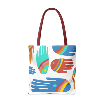 Rainbow Hands Tote Bag, White | 3 Sizes | 5 Handle options