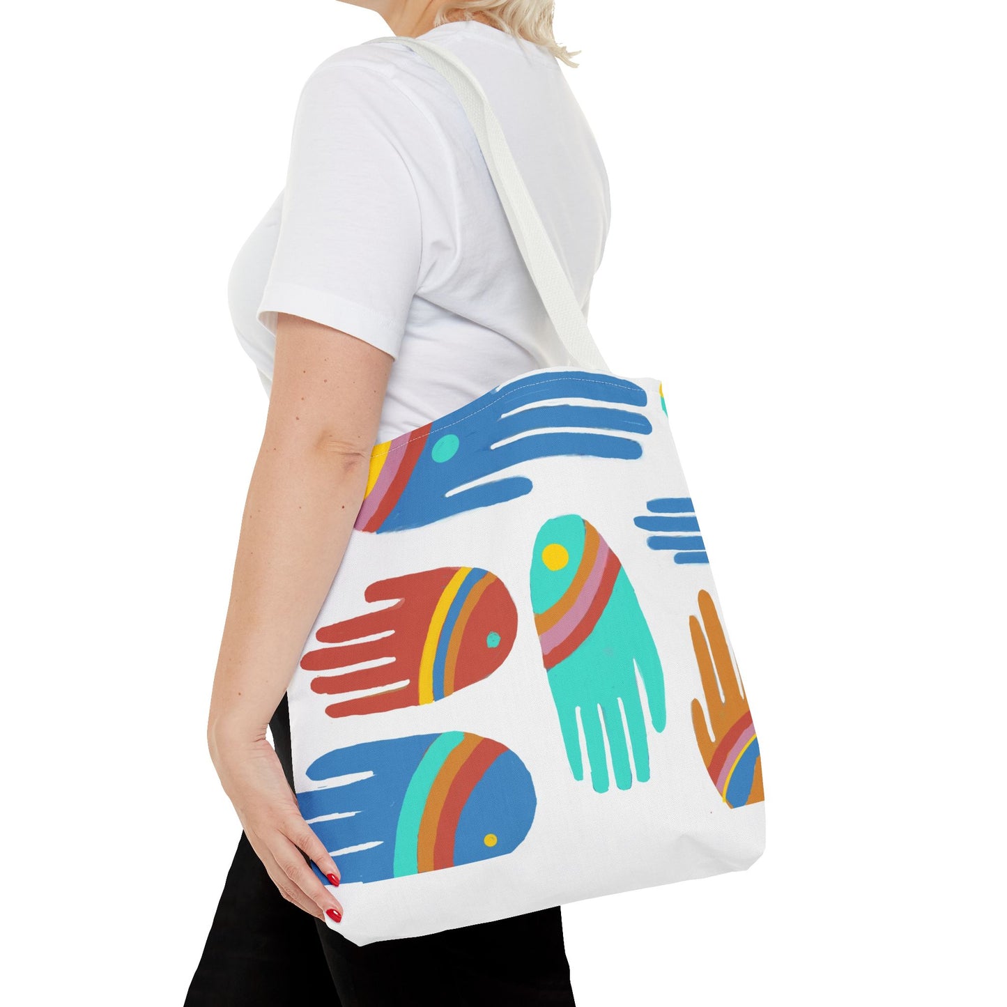 Rainbow Hands Tote Bag, White | 3 Sizes | 5 Handle options
