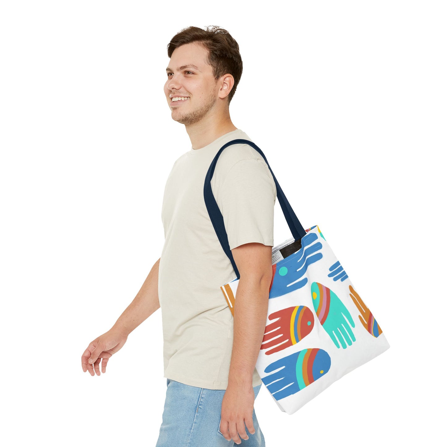 Rainbow Hands Tote Bag, White | 3 Sizes | 5 Handle options