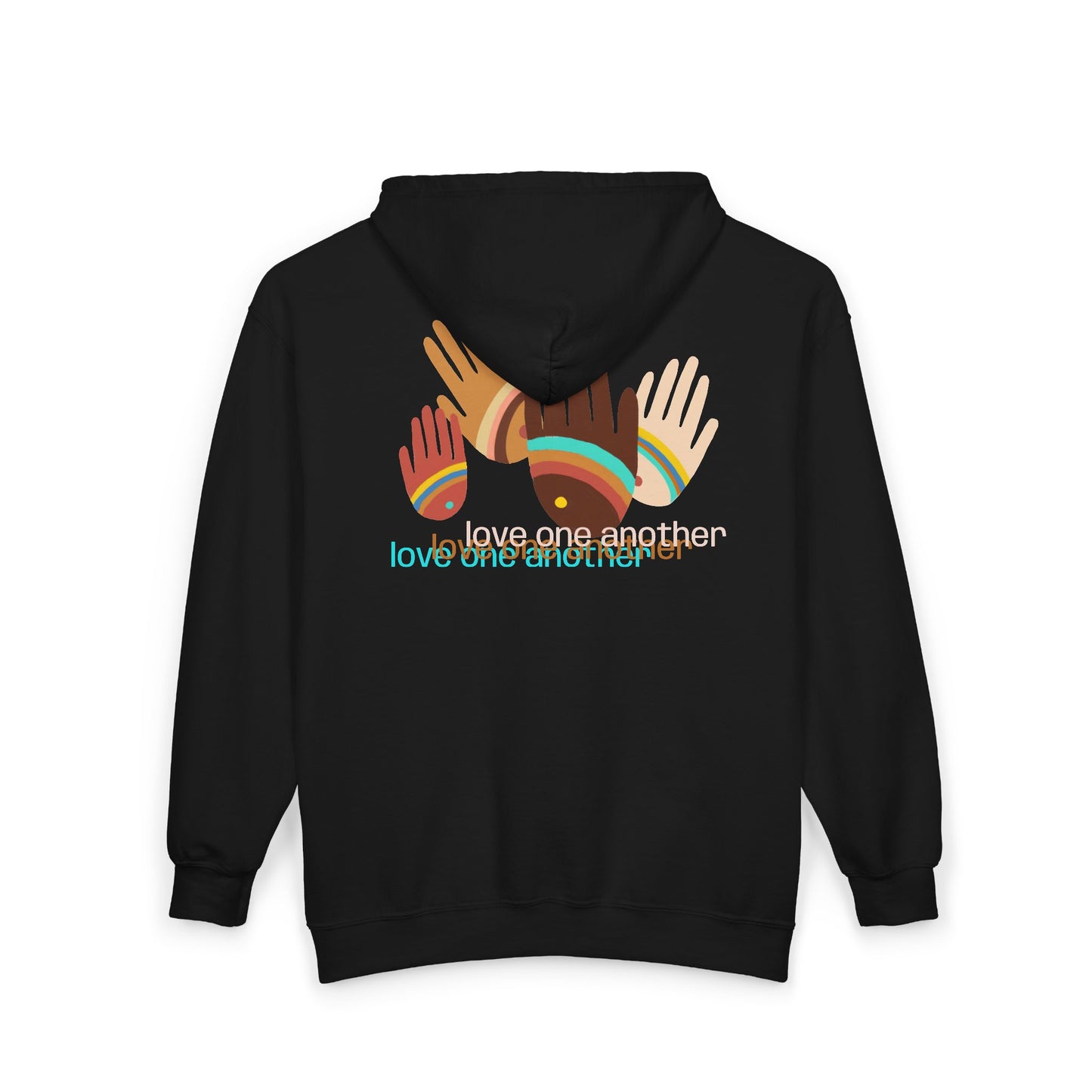 Rainbow Hands Love One Another Front Zip Hoodie