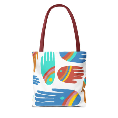 Rainbow Hands Tote Bag, White | 3 Sizes | 5 Handle options