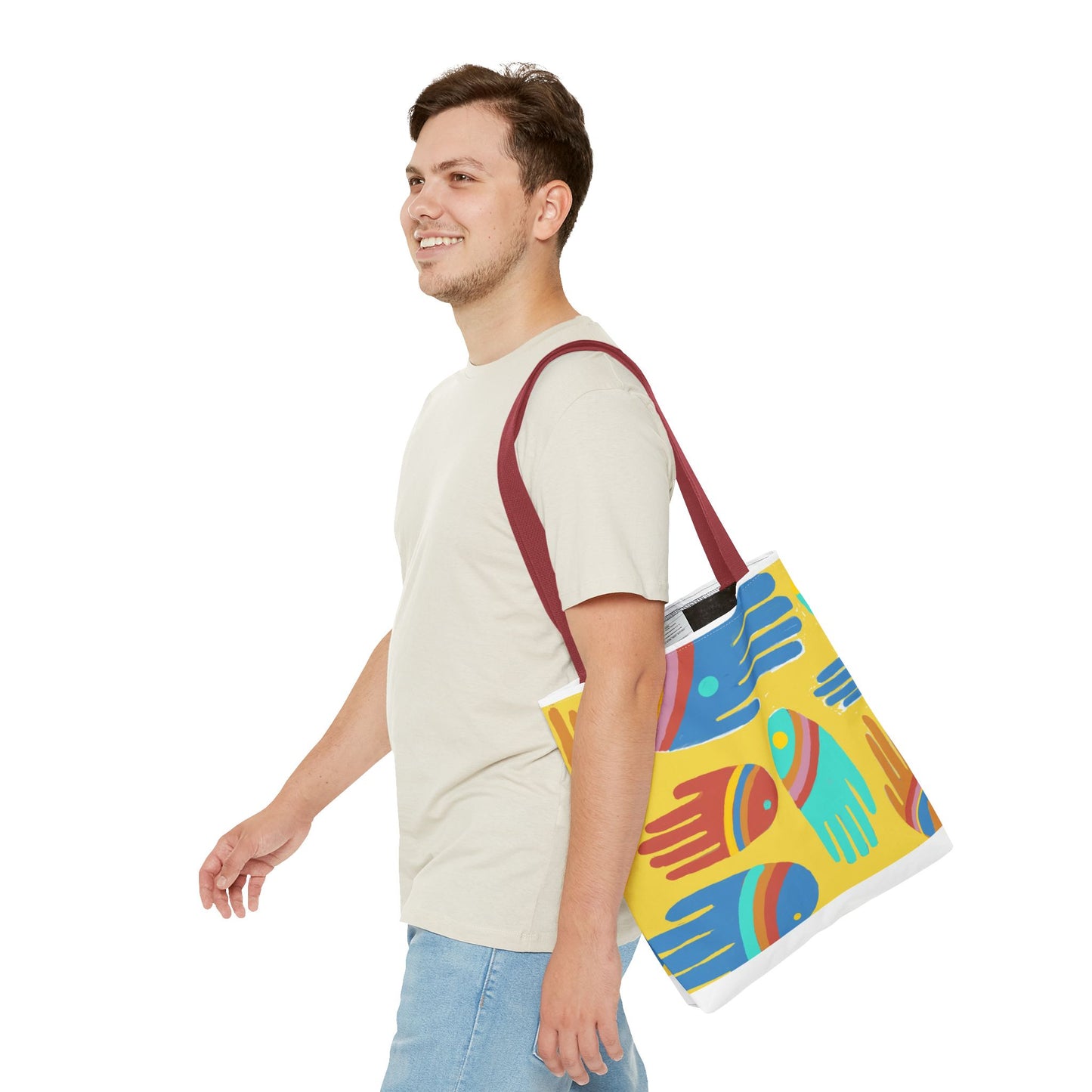 Rainbow Hands Tote Bag, Yellow | 3 Sizes | 5 Handle options