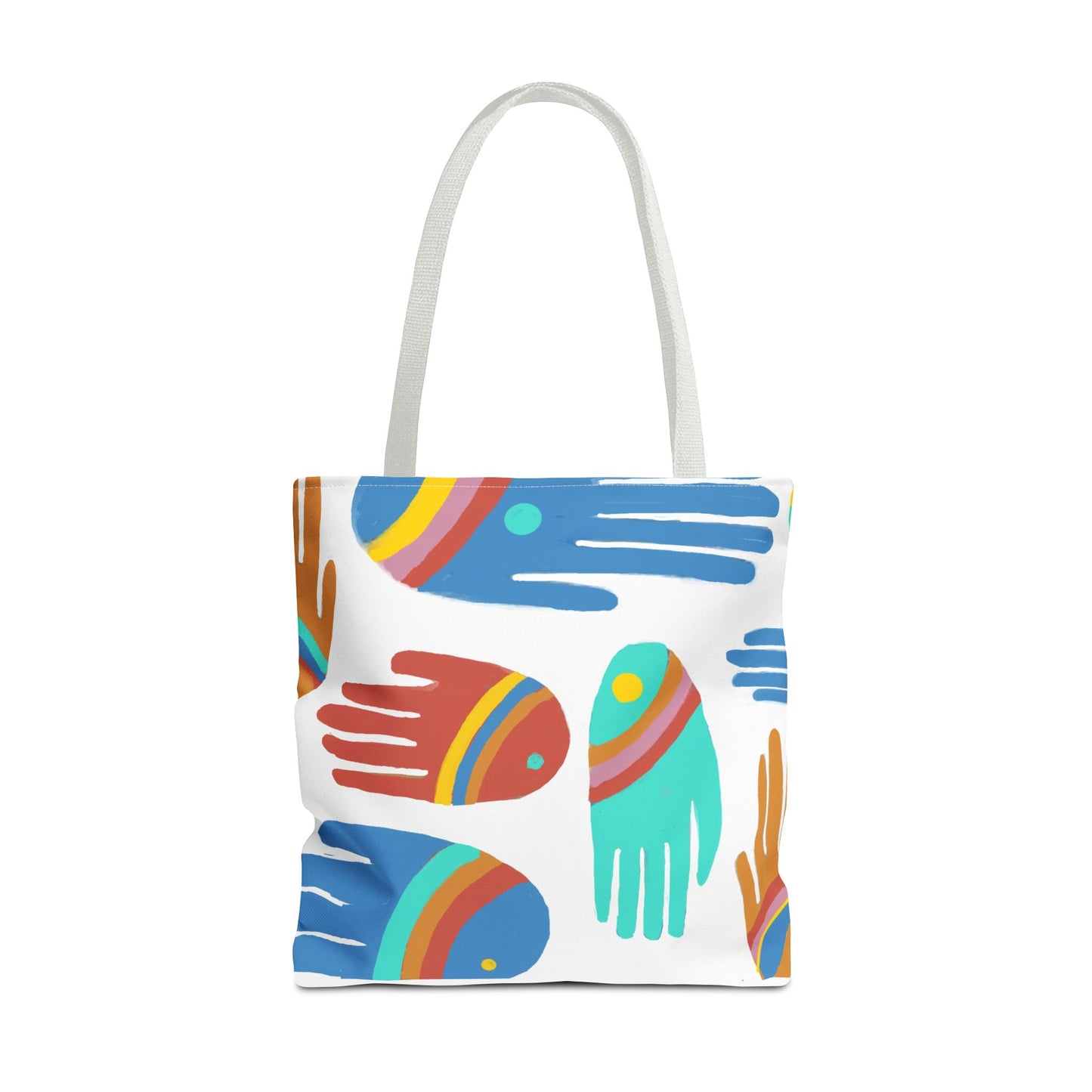 Rainbow Hands Tote Bag, White | 3 Sizes | 5 Handle options