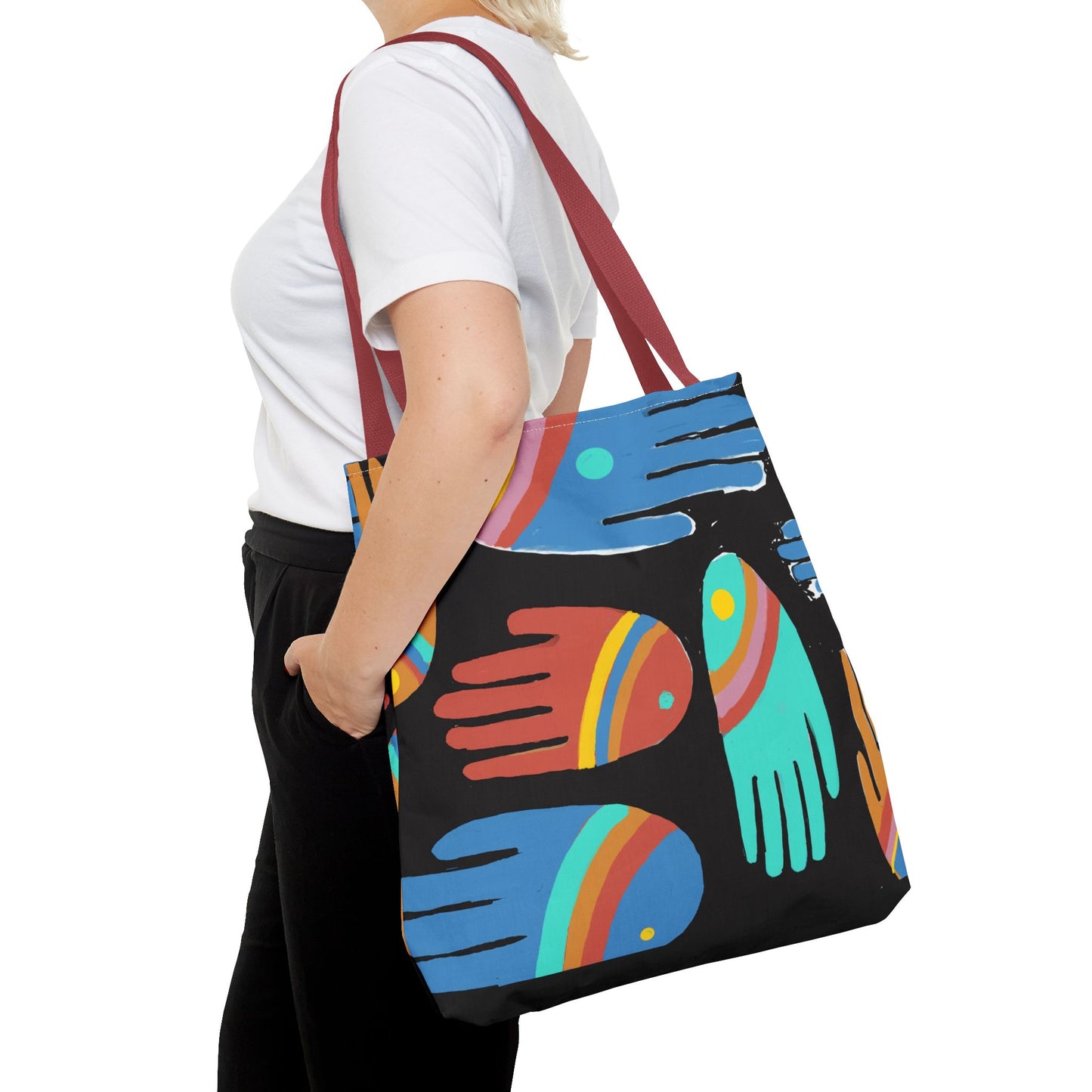 Rainbow Hands Tote Bag, Black | 3 Sizes | 5 Handle options