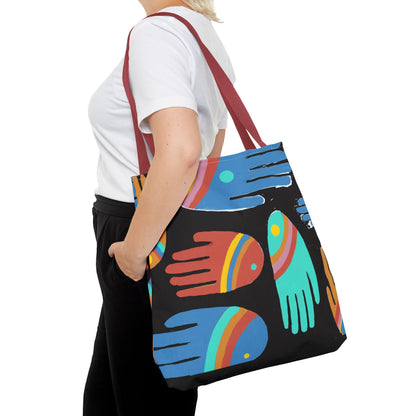 Rainbow Hands Tote Bag, Black | 3 Sizes | 5 Handle options