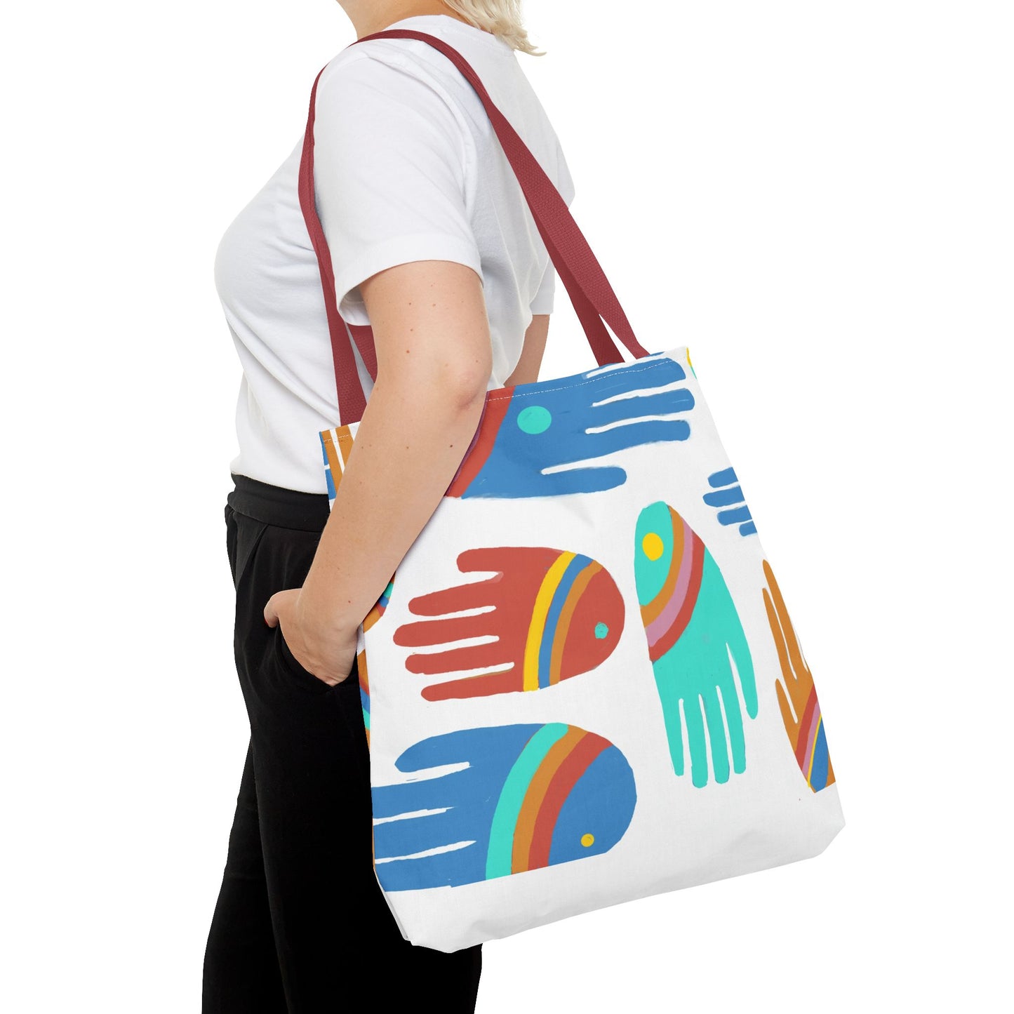 Rainbow Hands Tote Bag, White | 3 Sizes | 5 Handle options