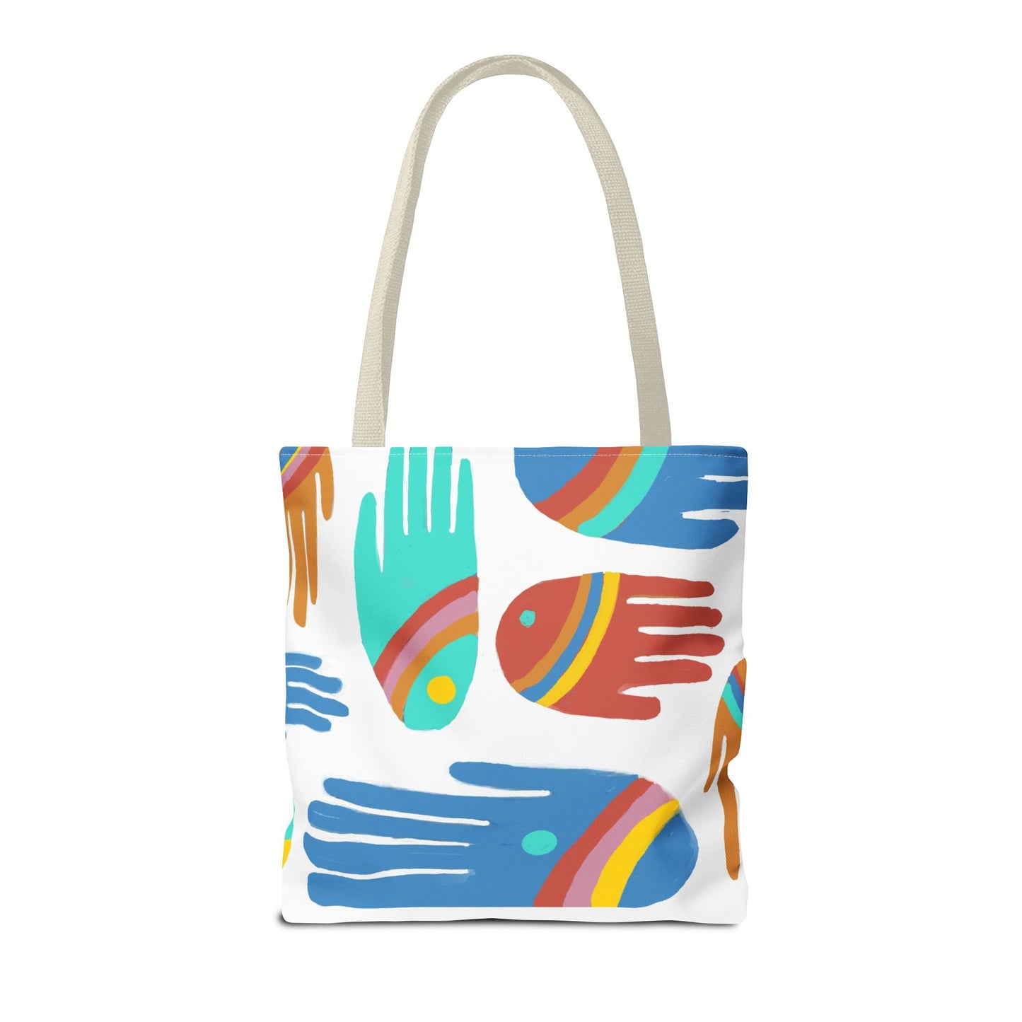 Rainbow Hands Tote Bag, White | 3 Sizes | 5 Handle options