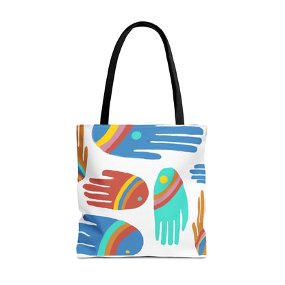 Rainbow Hands Tote Bag, White | 3 Sizes | 5 Handle options