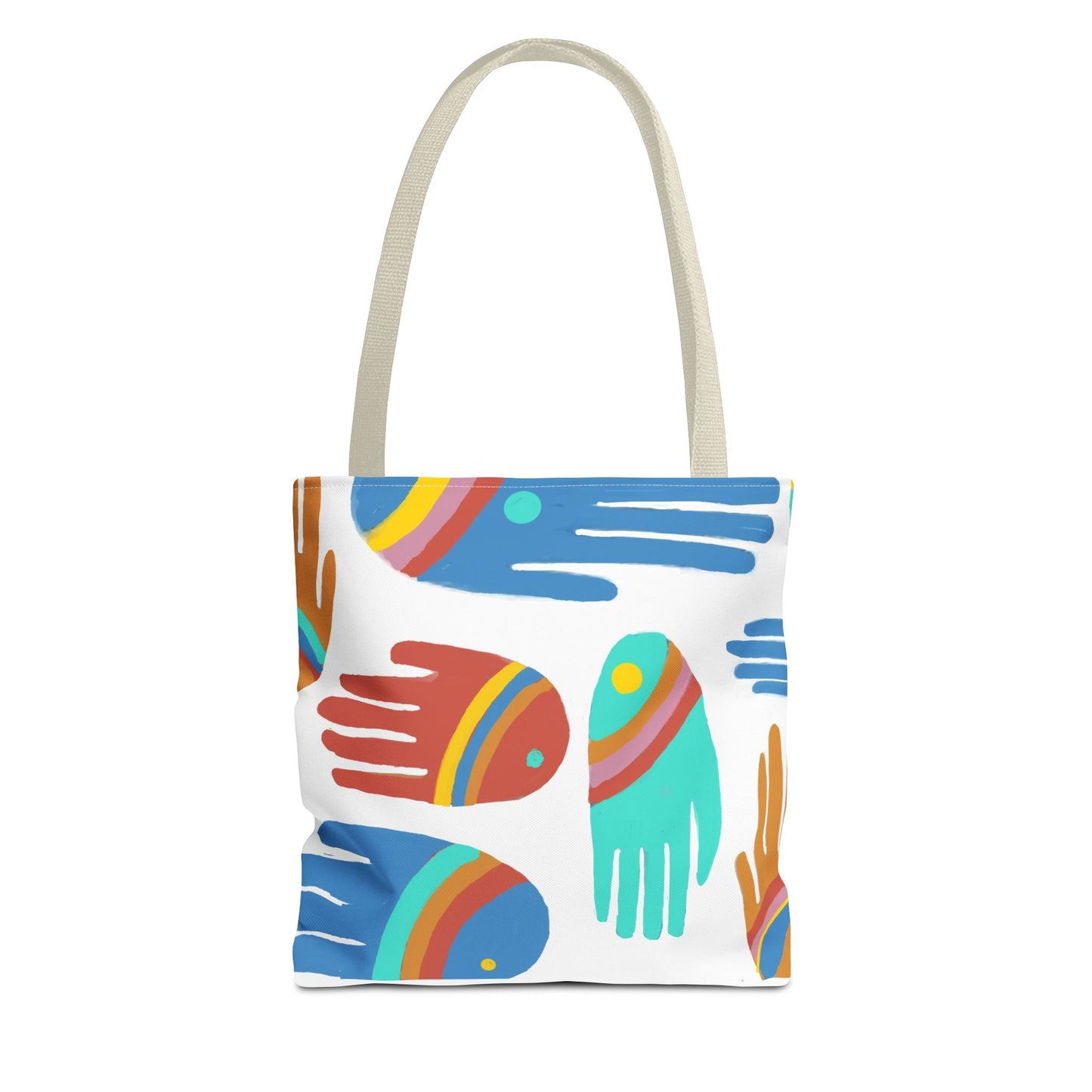 Rainbow Hands Tote Bag, White | 3 Sizes | 5 Handle options