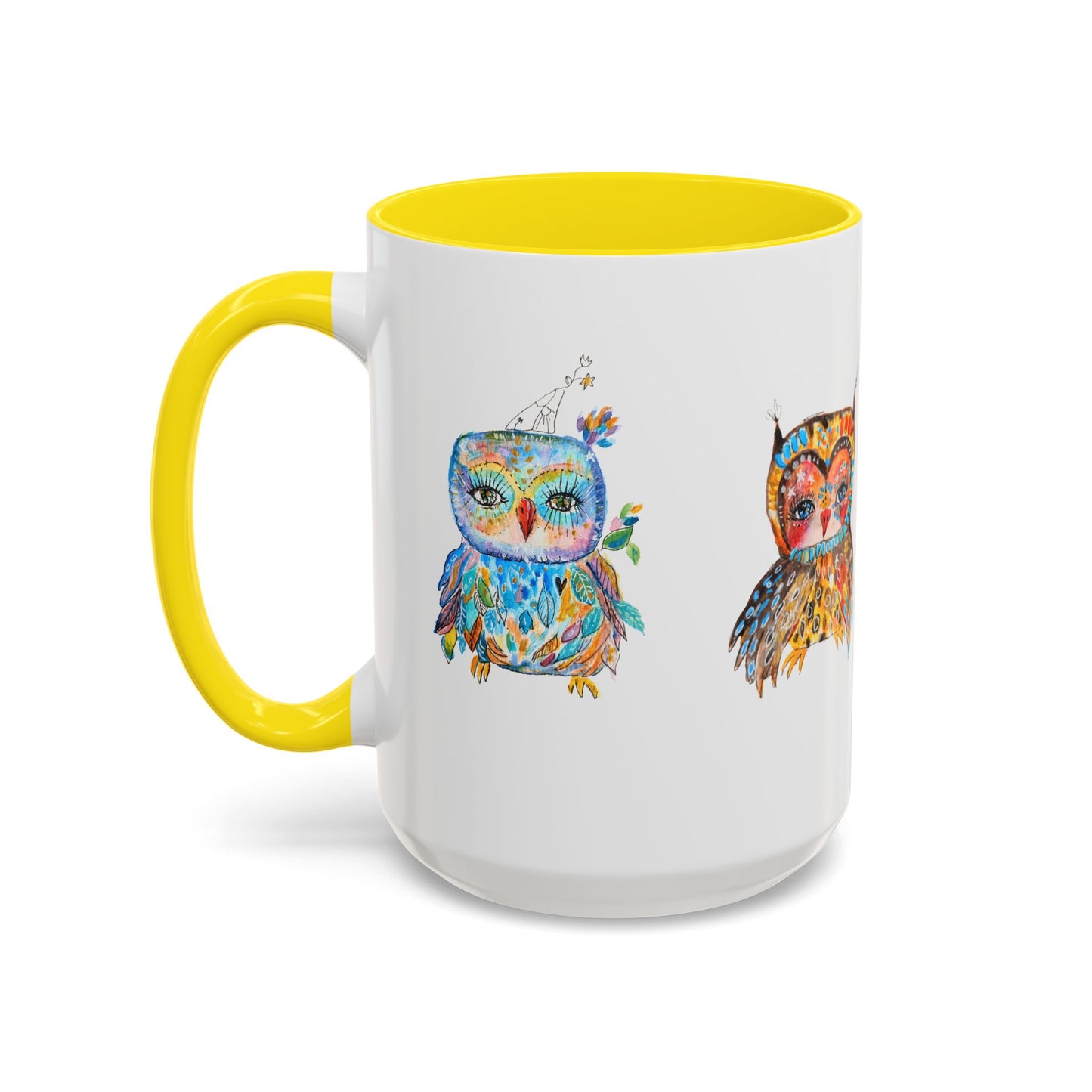 Colorful Owls Two-Tone Ceramic Mug -The Parliament