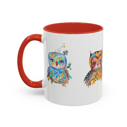 Colorful Owls Two-Tone Ceramic Mug -The Parliament