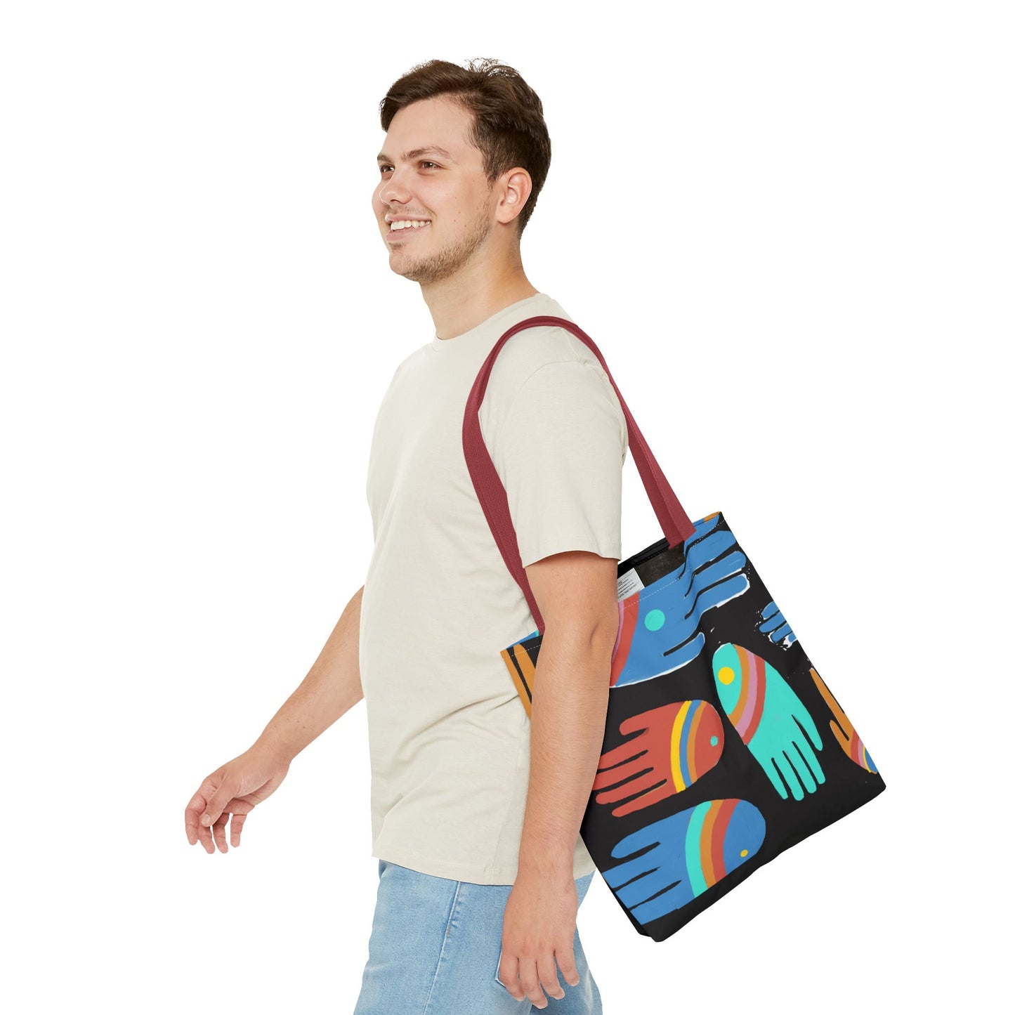 Rainbow Hands Tote Bag, Black | 3 Sizes | 5 Handle options