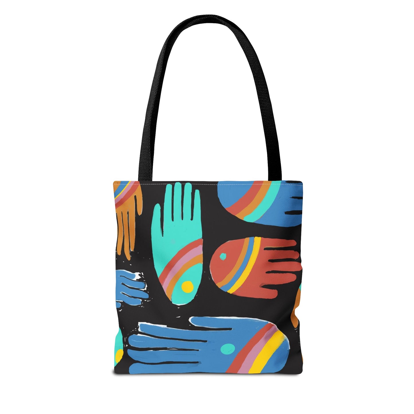 Rainbow Hands Tote Bag, Black | 3 Sizes | 5 Handle options