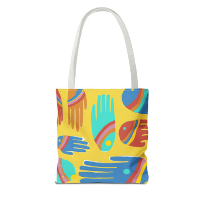 Rainbow Hands Tote Bag, Yellow | 3 Sizes | 5 Handle options