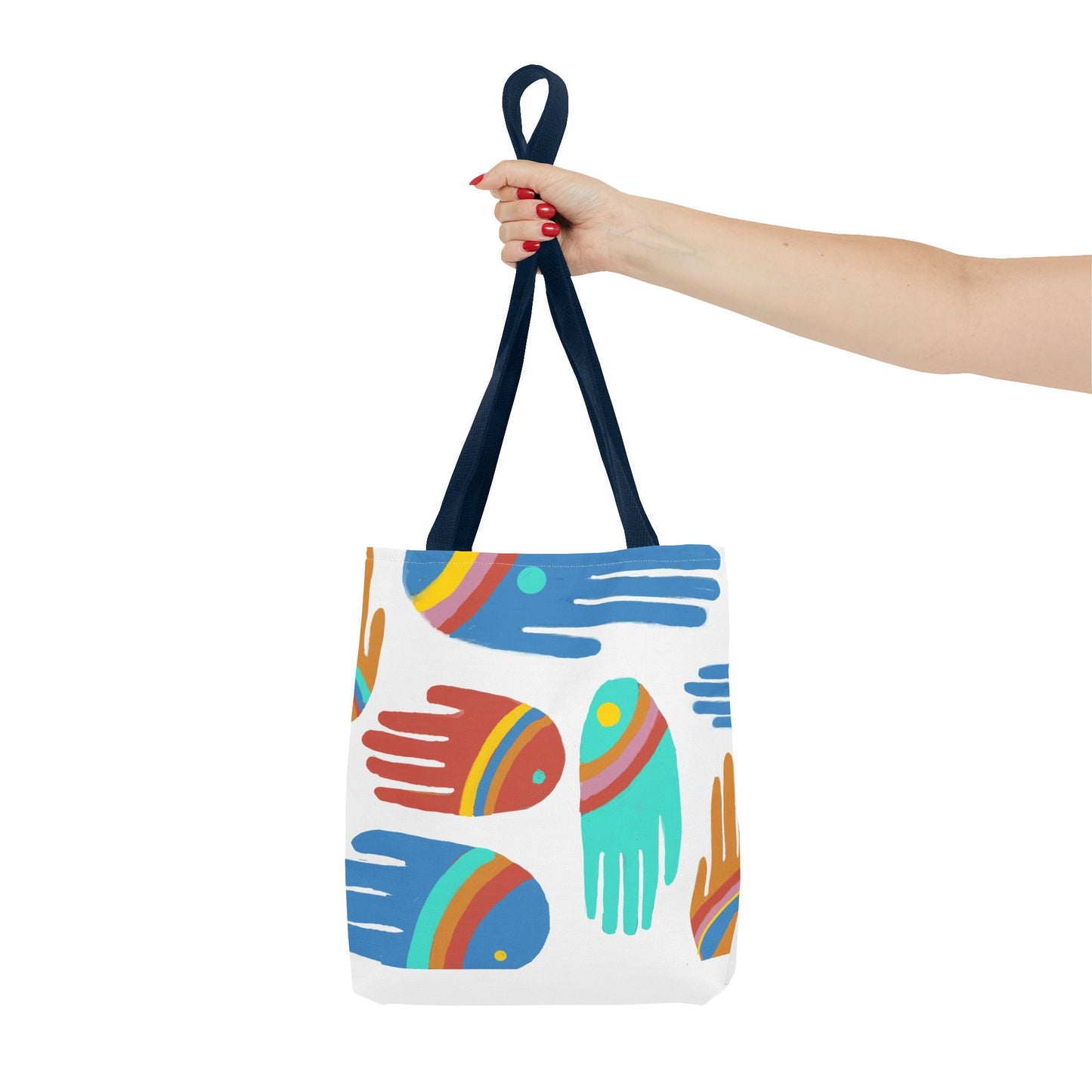 Rainbow Hands Tote Bag, White | 3 Sizes | 5 Handle options