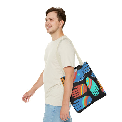 Rainbow Hands Tote Bag, Black | 3 Sizes | 5 Handle options