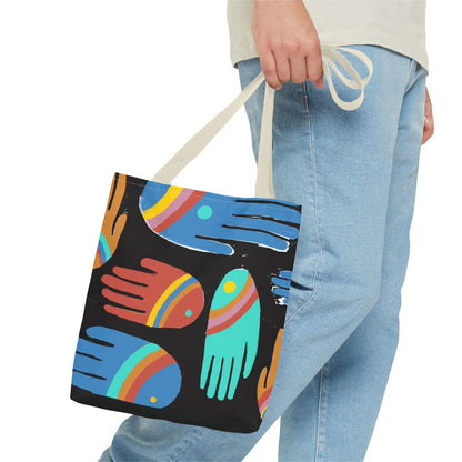 Rainbow Hands Tote Bag, Black | 3 Sizes | 5 Handle options