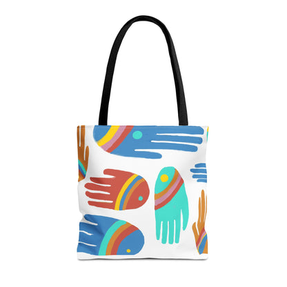 Rainbow Hands Tote Bag, White | 3 Sizes | 5 Handle options