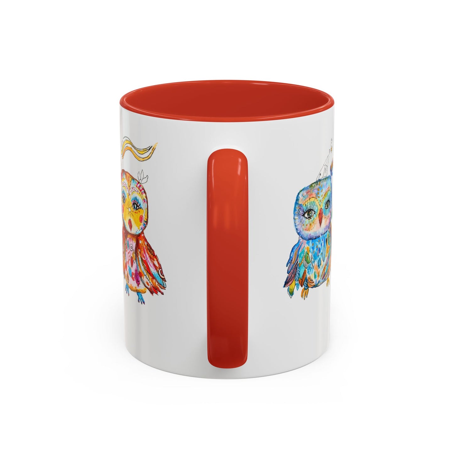 Colorful Owls Two-Tone Ceramic Mug -The Parliament