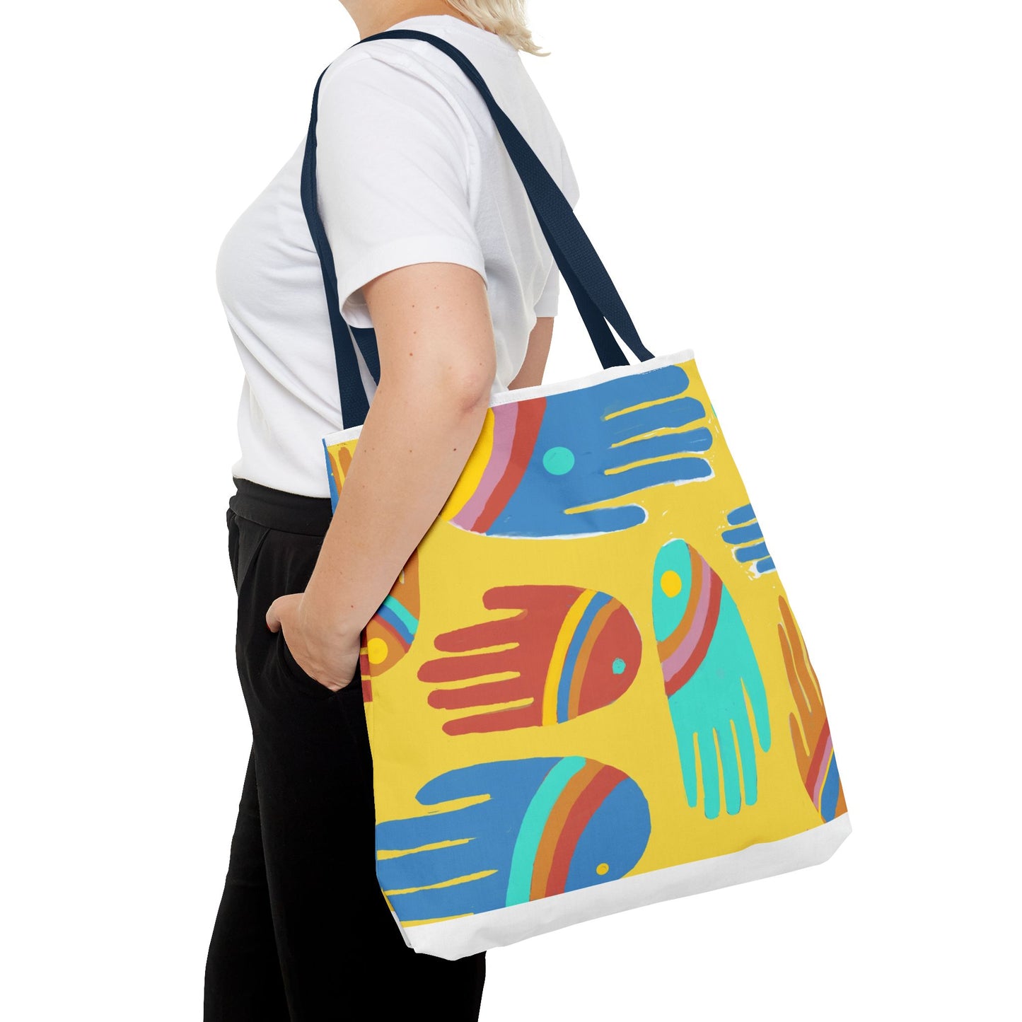 Rainbow Hands Tote Bag, Yellow | 3 Sizes | 5 Handle options