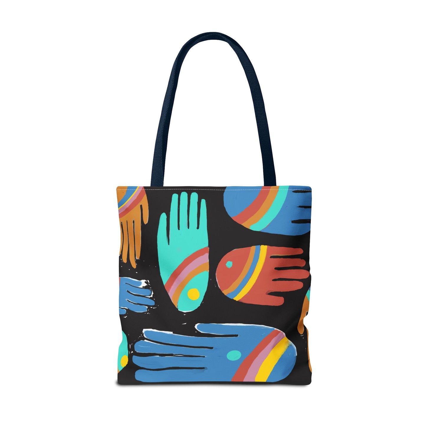 Rainbow Hands Tote Bag, Black | 3 Sizes | 5 Handle options