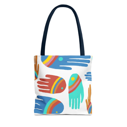 Rainbow Hands Tote Bag, White | 3 Sizes | 5 Handle options
