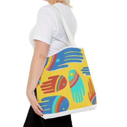 Rainbow Hands Tote Bag, Yellow | 3 Sizes | 5 Handle options