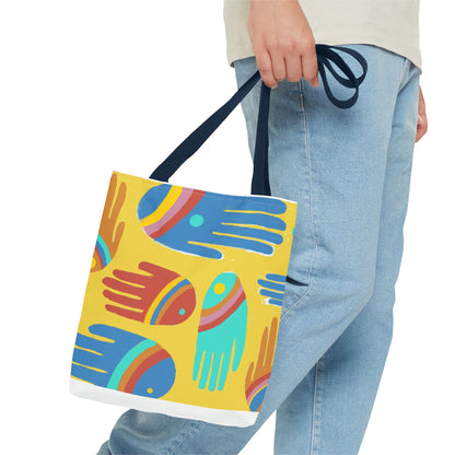 Rainbow Hands Tote Bag, Yellow | 3 Sizes | 5 Handle options