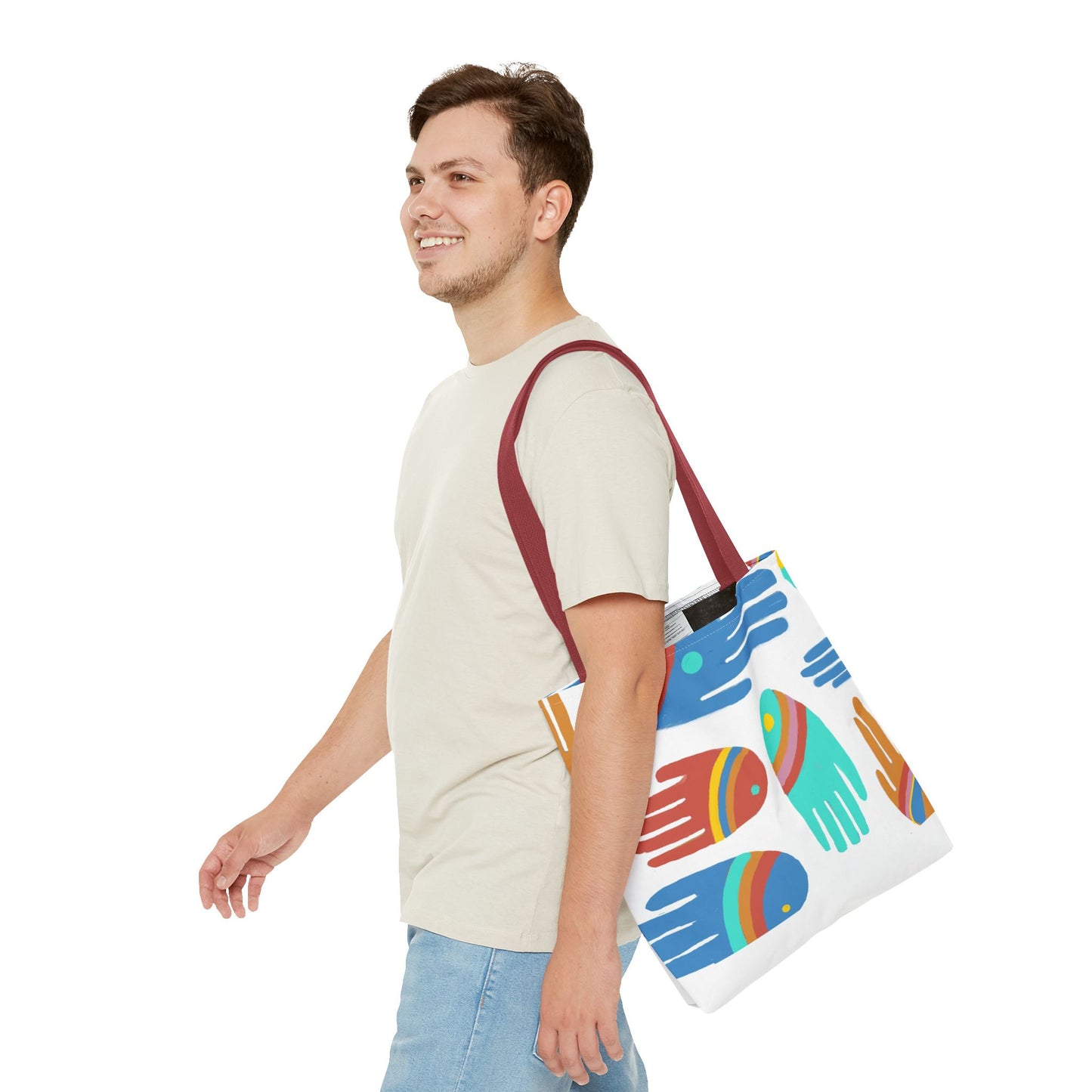 Rainbow Hands Tote Bag, White | 3 Sizes | 5 Handle options