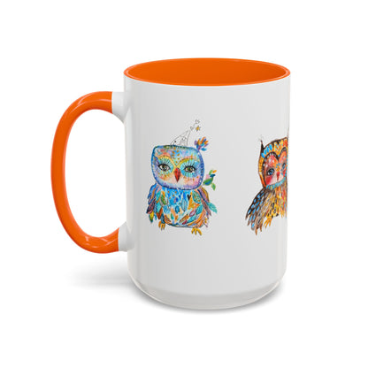 Colorful Owls Two-Tone Ceramic Mug -The Parliament