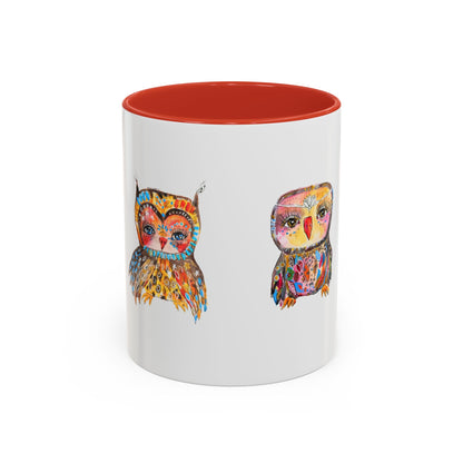 Colorful Owls Two-Tone Ceramic Mug -The Parliament