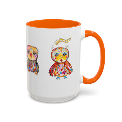 Colorful Owls Two-Tone Ceramic Mug -The Parliament