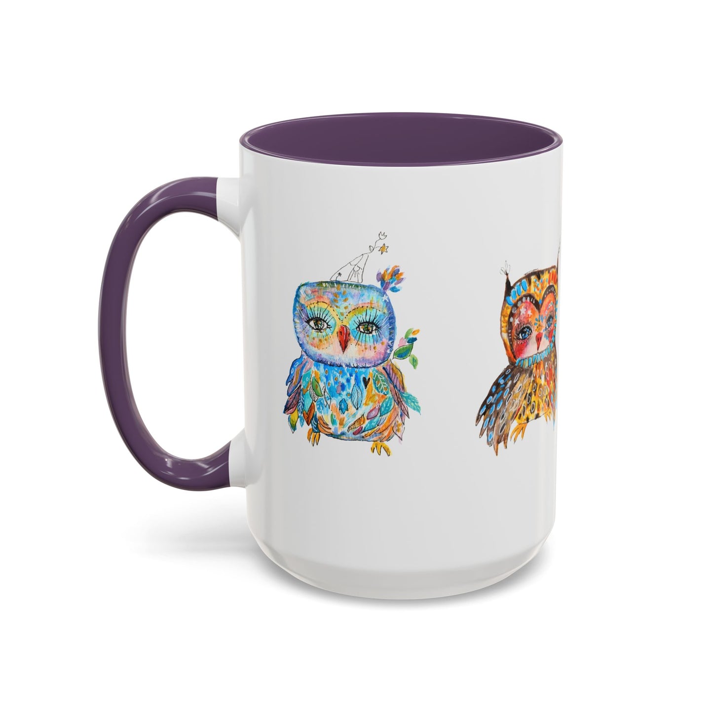 Colorful Owls Two-Tone Ceramic Mug -The Parliament