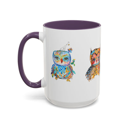 Colorful Owls Two-Tone Ceramic Mug -The Parliament