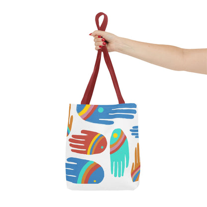 Rainbow Hands Tote Bag, White | 3 Sizes | 5 Handle options