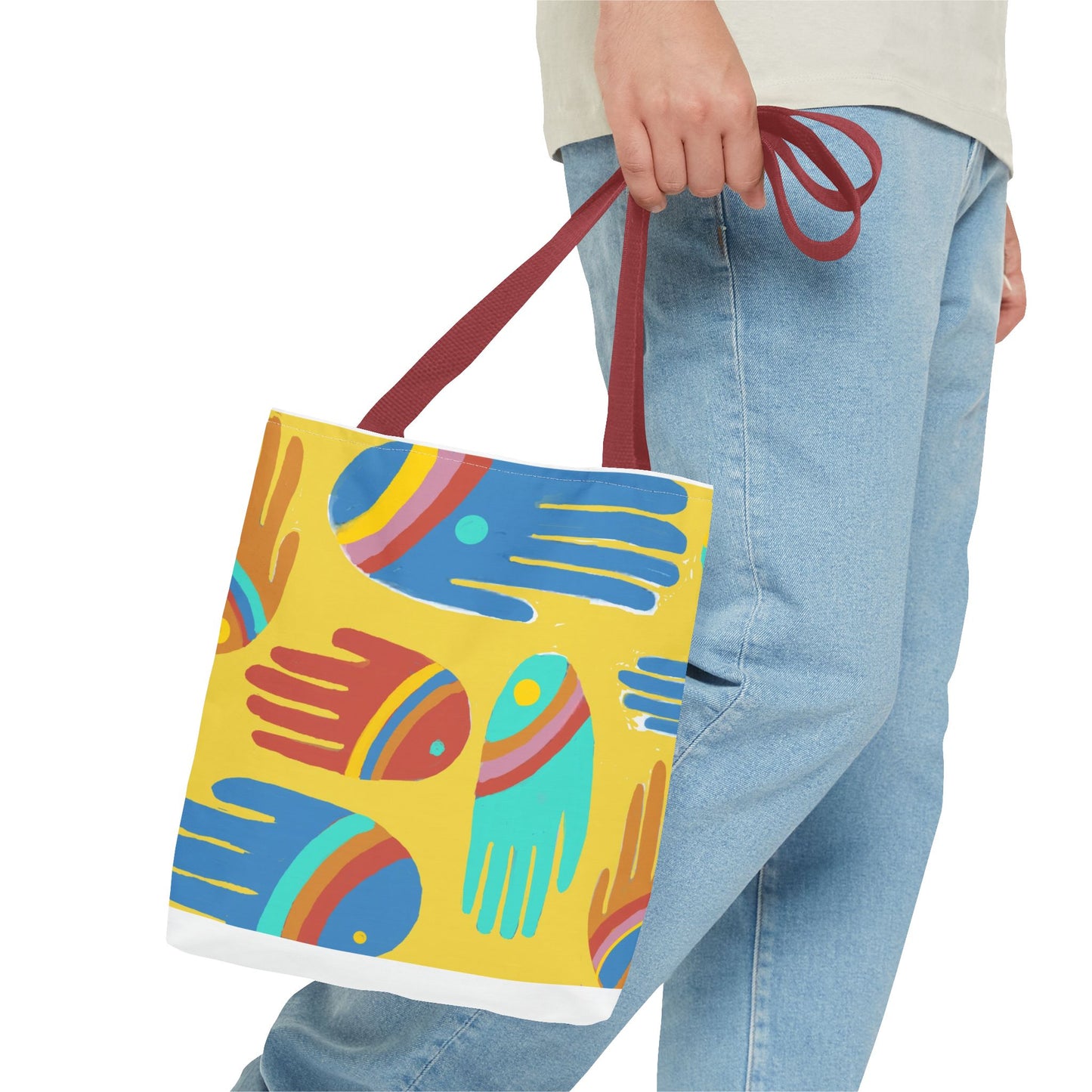 Rainbow Hands Tote Bag, Yellow | 3 Sizes | 5 Handle options