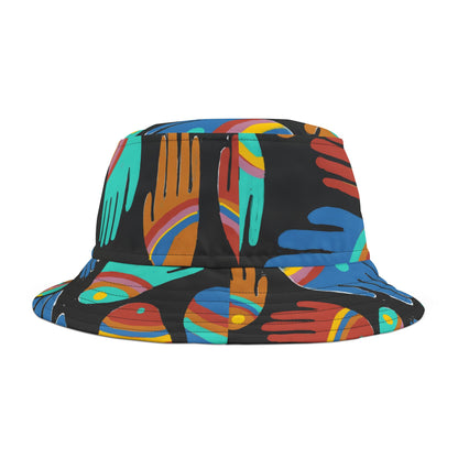 Rainbow Hands Bucket Hat | Black All Over Print
