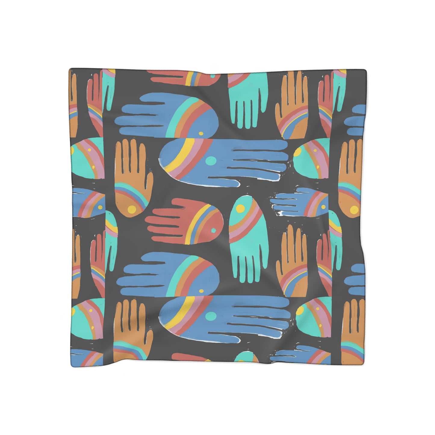 Rainbow Hands Scarf | Colorful Handprints Black