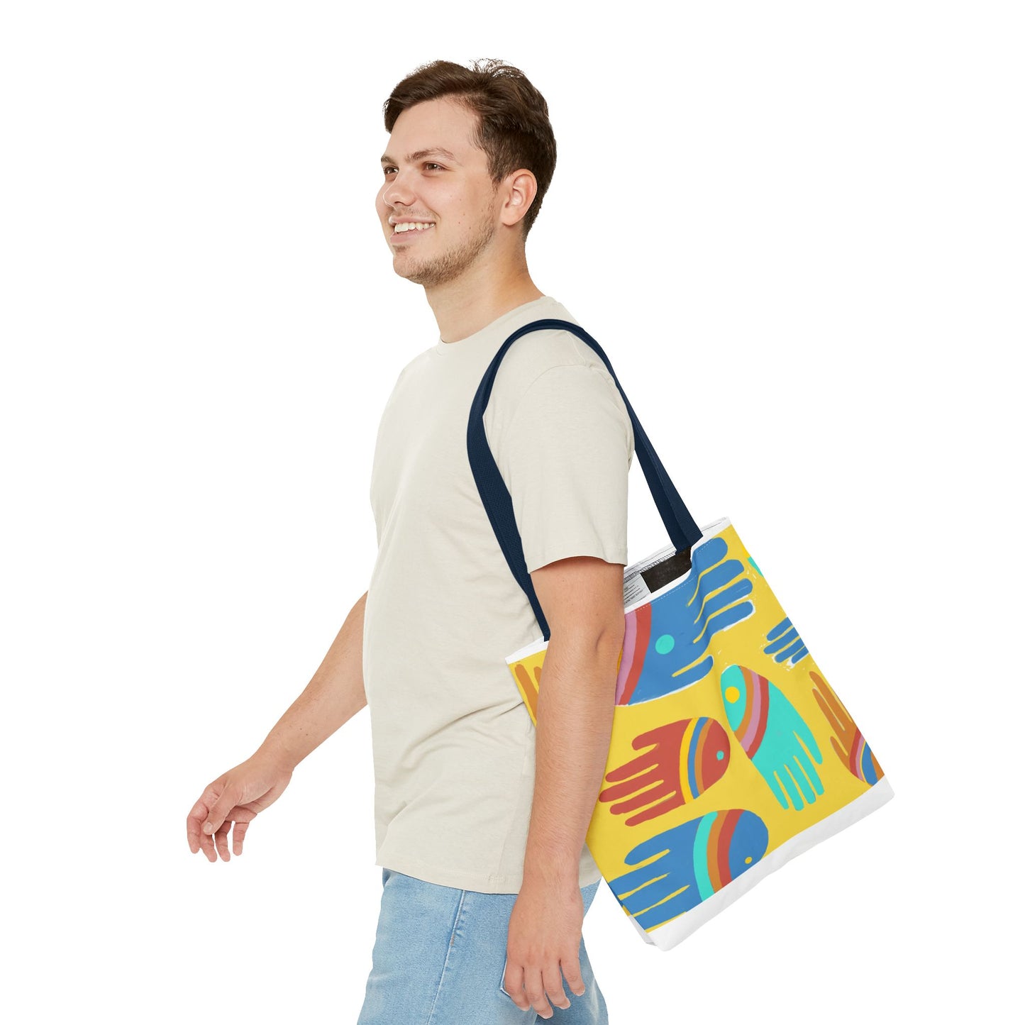 Rainbow Hands Tote Bag, Yellow | 3 Sizes | 5 Handle options