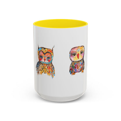 Colorful Owls Two-Tone Ceramic Mug -The Parliament