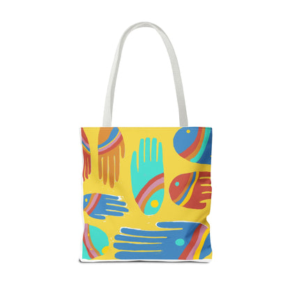 Rainbow Hands Tote Bag, Yellow | 3 Sizes | 5 Handle options
