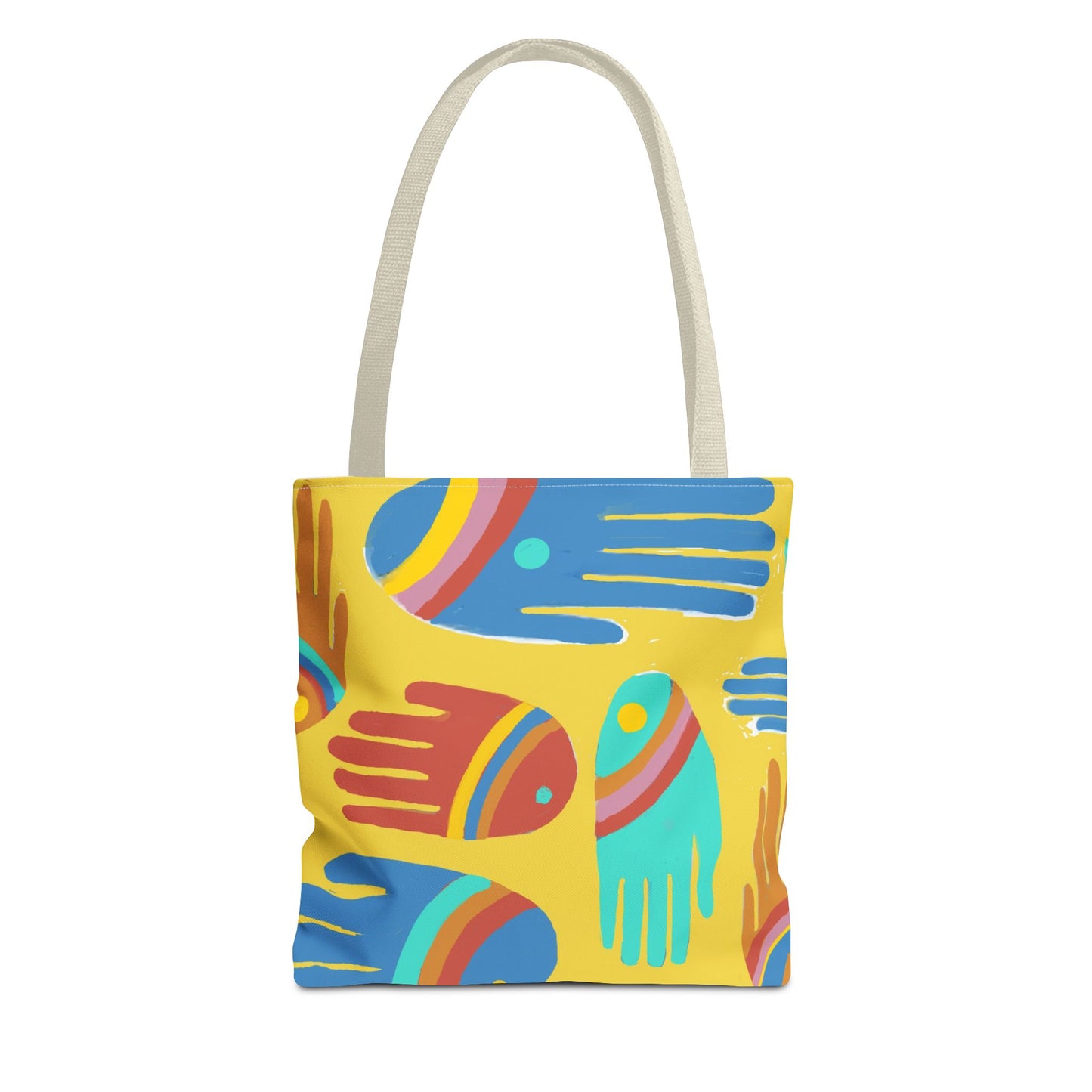 Rainbow Hands Tote Bag, Yellow | 3 Sizes | 5 Handle options