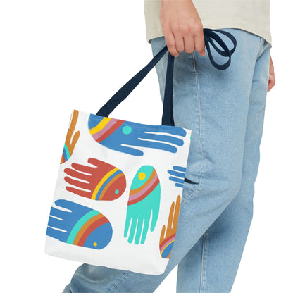 Rainbow Hands Tote Bag, White | 3 Sizes | 5 Handle options