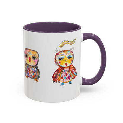 Colorful Owls Two-Tone Ceramic Mug -The Parliament