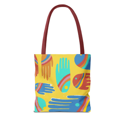 Rainbow Hands Tote Bag, Yellow | 3 Sizes | 5 Handle options