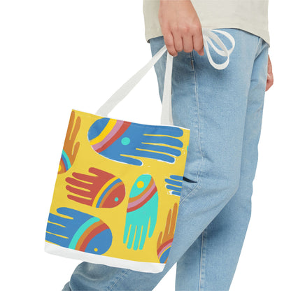 Rainbow Hands Tote Bag, Yellow | 3 Sizes | 5 Handle options