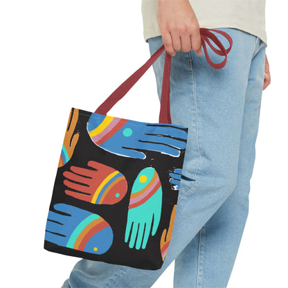 Rainbow Hands Tote Bag, Black | 3 Sizes | 5 Handle options