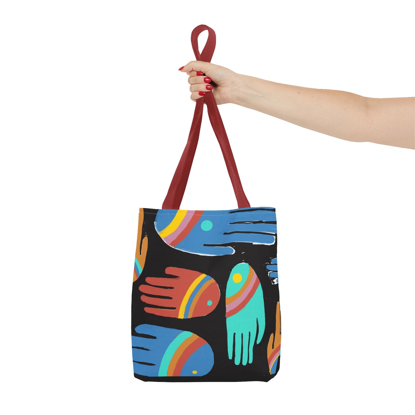 Rainbow Hands Tote Bag, Black | 3 Sizes | 5 Handle options