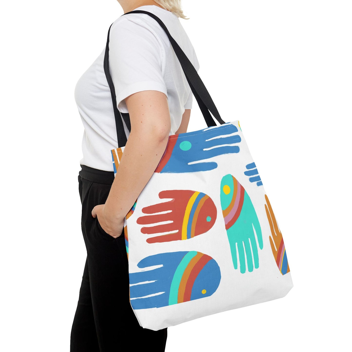 Rainbow Hands Tote Bag, White | 3 Sizes | 5 Handle options